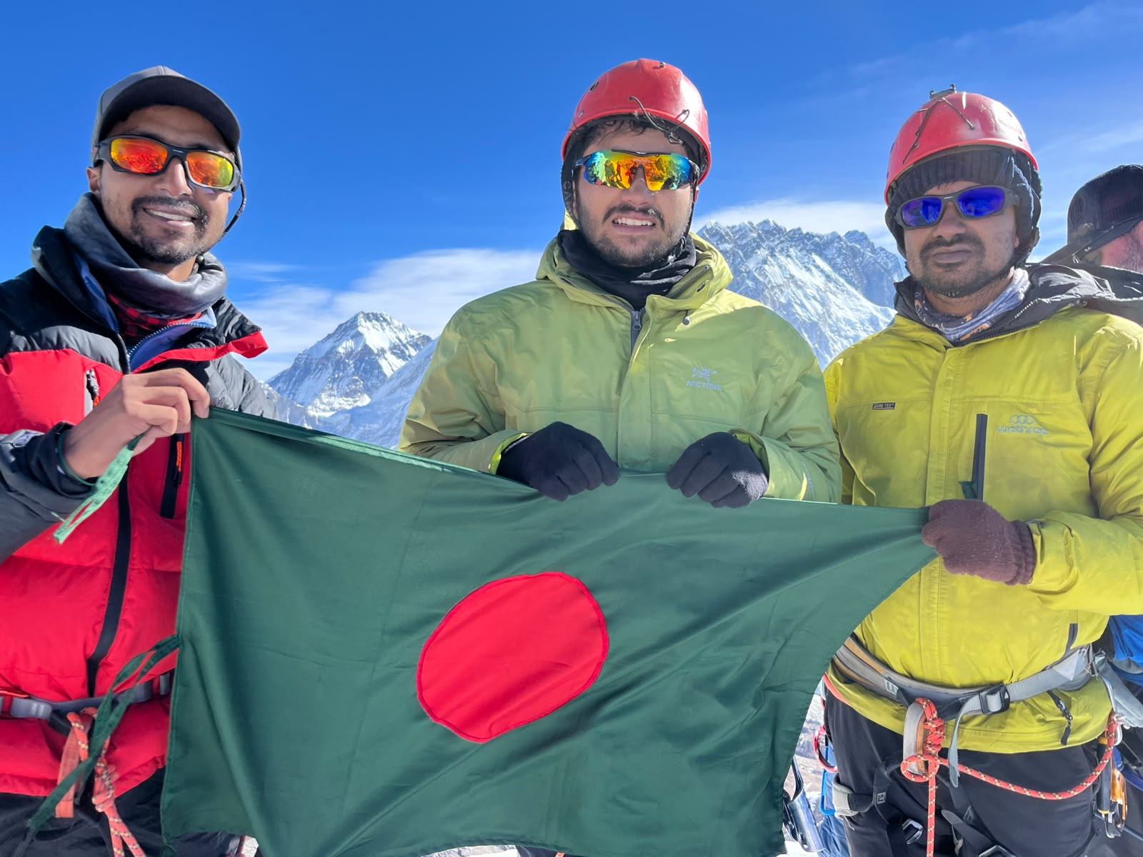 Three Bangladeshi at the Lobuche East Peak